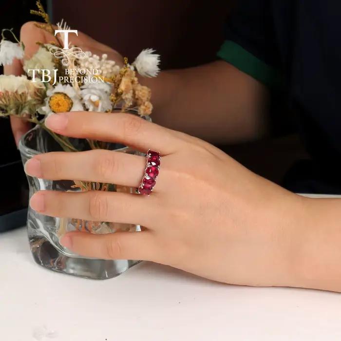 Bague en argent rubis rempli de pierres précieuses naturelles pour femmes