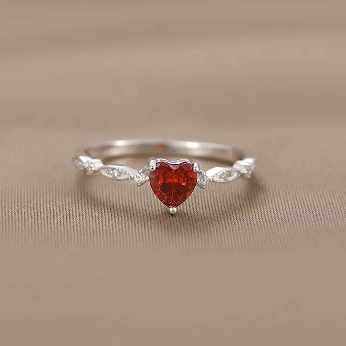 Monkton S925 argent Sterling placage 14k or rubis coeur bague femmes mode queue anneau fête bijoux accessoires cadeau de fiançailles