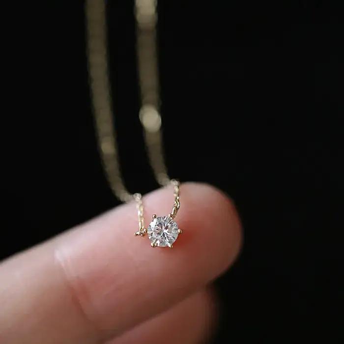 Collier en argent Sterling 925 plaqué or 14 carats, chaîne de clavicule polyvalente en Zircon scintillant unique pour femmes, bijoux de mariage