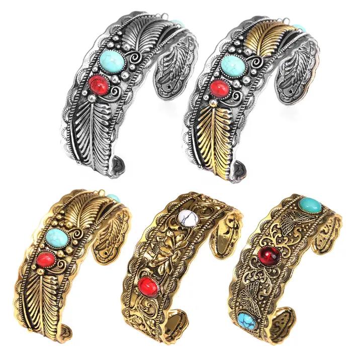 Bracelet ovale en alliage Turquoise vintage or argent élégant pour homme femme occasions spéciales partys elegance style classique
