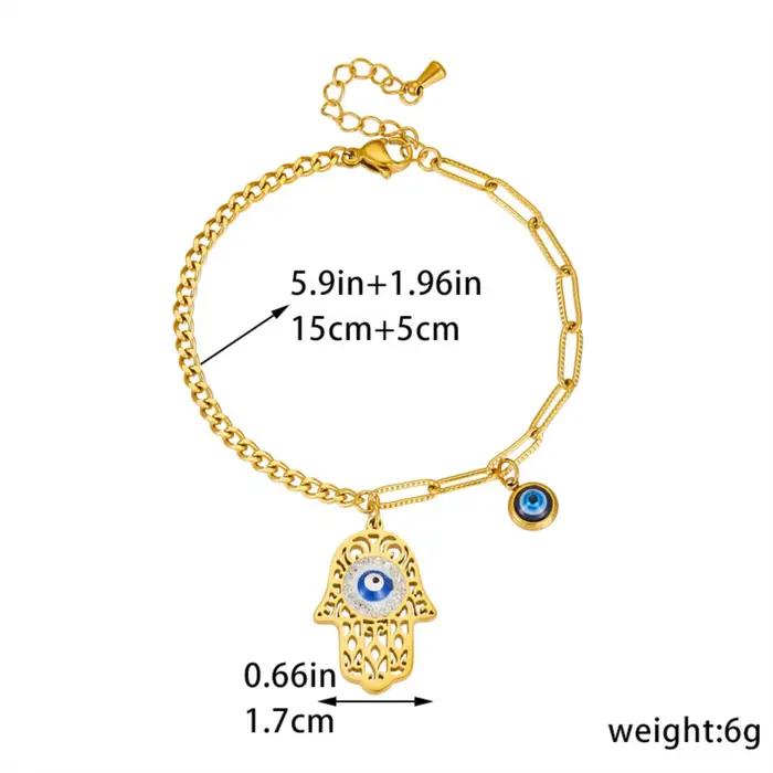 Hamesh main de Fatima mauvais œil Bracelet pour femmes hommes amulette cadeau bijoux en acier inoxydable