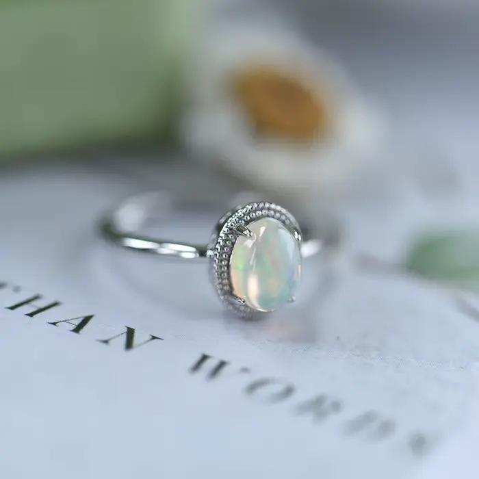 Bague en opale naturelle ITSMOS style vintage pour femmes occasions spéciales engagement bijoux quotidiens avec certificat CNAS