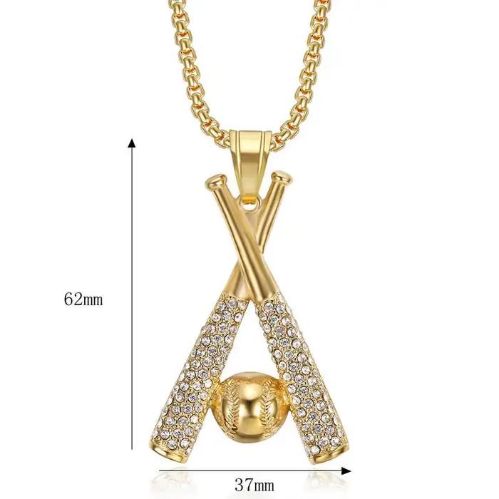 Pendentifs de Baseball en Zircon et acier titane pour hommes et femmes, colliers personnalisés Hip-hop à la mode, bijoux il ne perd pas de la couleur