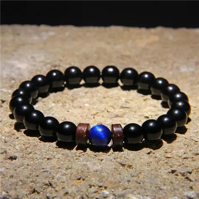 Bracelets tibétain en pierre de lave naturelle bouddha pour hommes