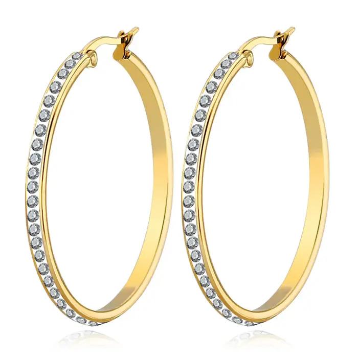 Boucles d'Oreilles Créoles Rondes en Acier Inoxydable pour Femme