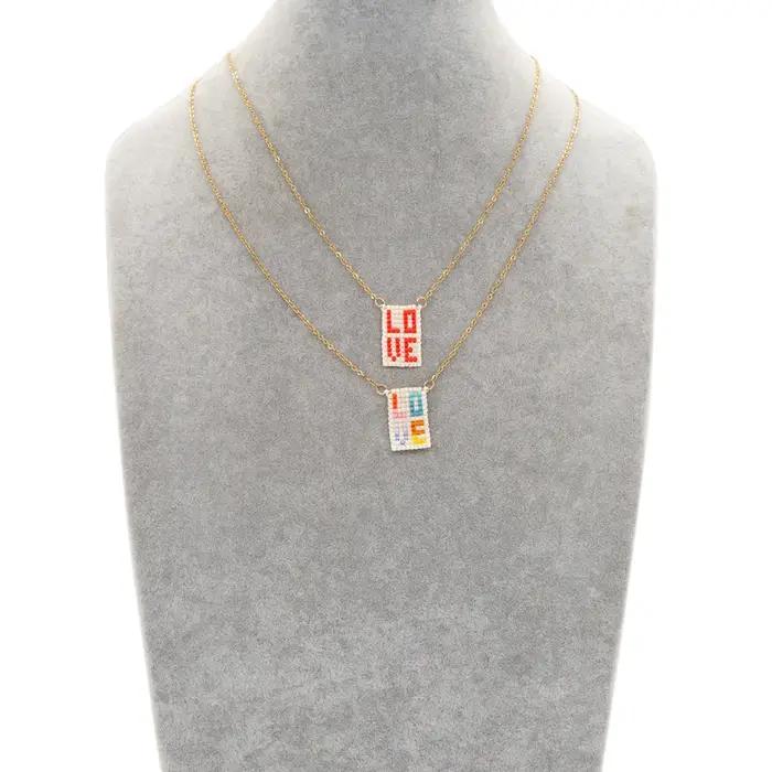 Collier de perles Design d'amour tricot à la main réglable originalité géométrie pendentif bohême marée Simple