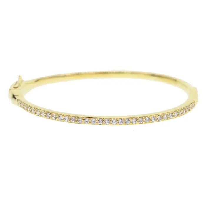 Bracelets joncs luxueux en or et rhodium bicolore avec micro-pavé de zirconiums, bijoux de mariage, cadeau, vente en gros à prix abordable