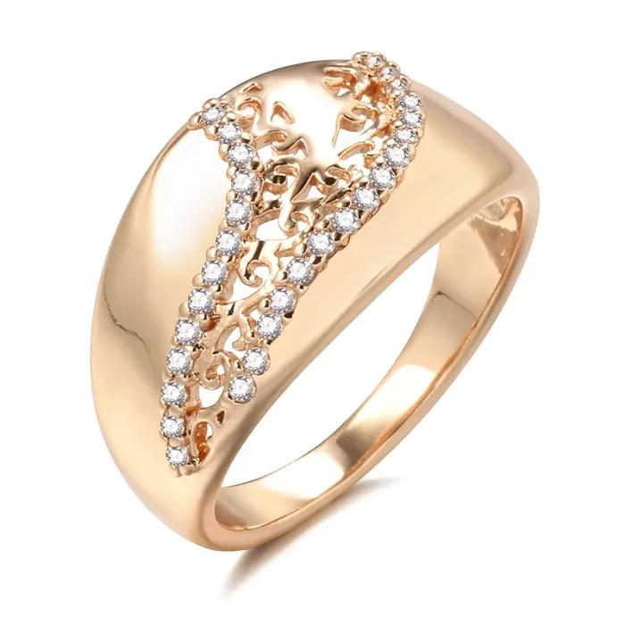 Anneau en plaqué or rose serti de zircon naturel pour femmes occasions spéciales mariage anniversaire soirée elegance classic moderne