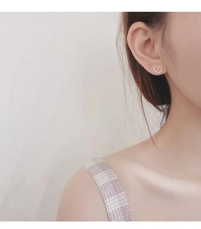 Femme coeur boucle d'oreille 100% 925 boucles d'oreilles en argent Sterling pour les femmes cadeau