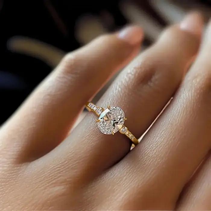 Huitan – bague de fiançailles noble avec zircone cubique ovale