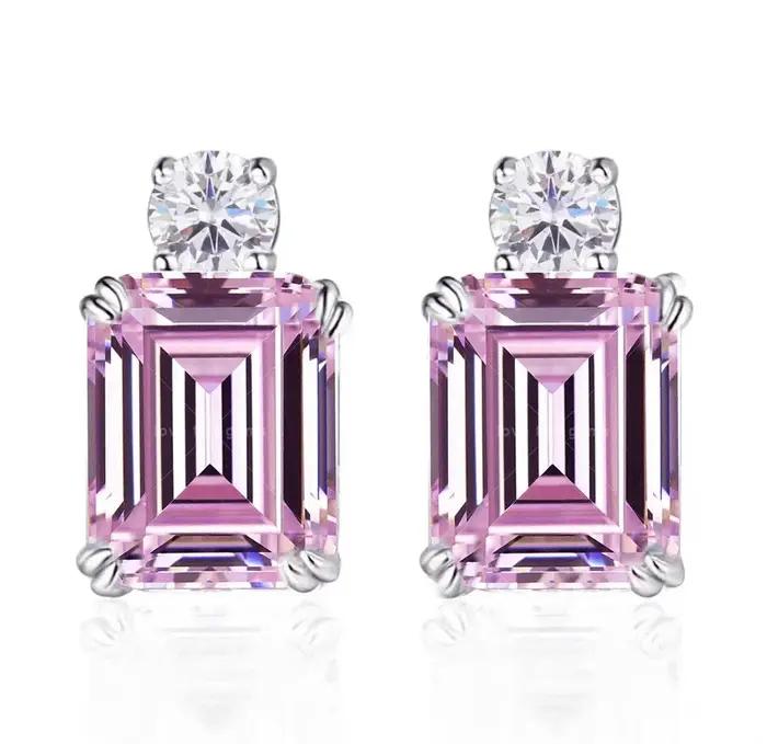 Boucles d'Oreilles Élégantes en Argent Sterling 925 Serties d'Émeraudes, Saphirs, Aigue-Maries et Diamants pour Occasions Spéciales Unisexe
