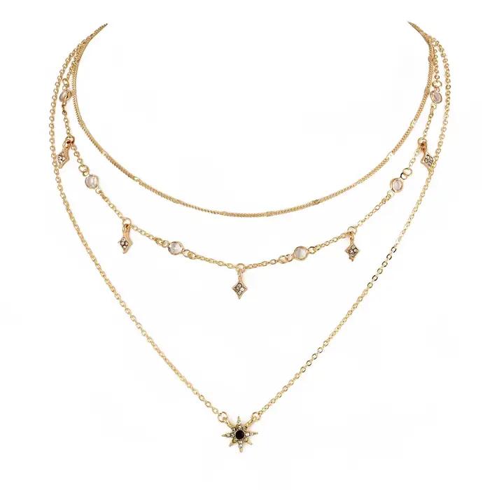 Bls-miracle Boho cristal pendentif collier mode multicouche étoile colliers déclaration pont chaîne