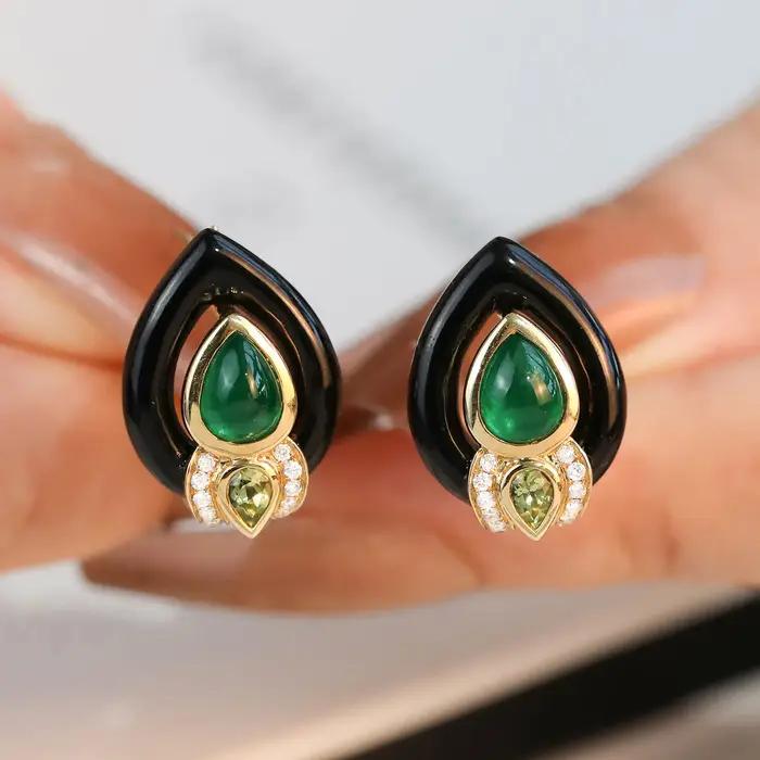Boucles d'oreilles et bague en zircone cubique avec motif goutte d'eau pour femmes occasions spéciales style rétro vintage