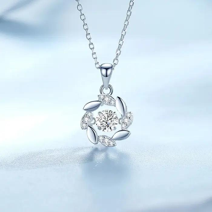 Moissanite femme pendentif argent collier pour femmes chaînes fête mariée bijoux fins 925 collier en