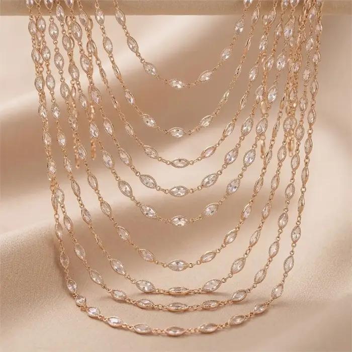 Chaîne Transparente en Laiton Plaquée Or 18 Carats Élégante Pour Création de Bijoux Colliers Bracelets Occasions Spéciales Femmes