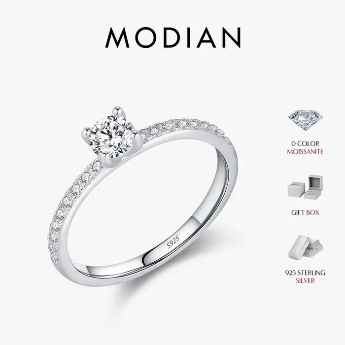 Bague en argent sterling 925 sertie de Moissanite blanche élégante pour femme occasions spéciales partis cocktail soirée mariage