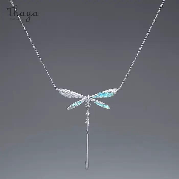 Thaya-Collier pendentif libellule pour femme, tour de cou élégant pour fille, bijoux de fête, cadeau féminin, design original, mode