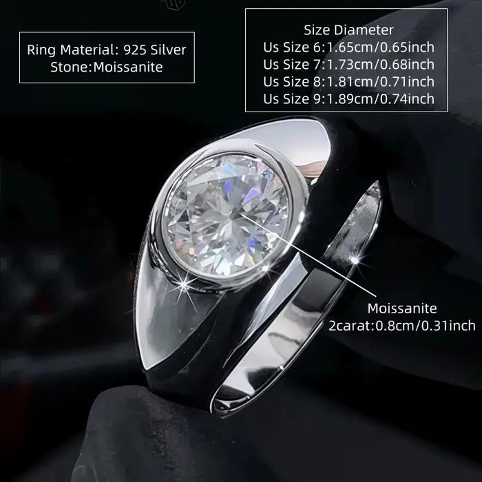 Bague en argent sterling 925 sertie de moissanite blanche grise verte pour homme femme élégante occasions spéciales