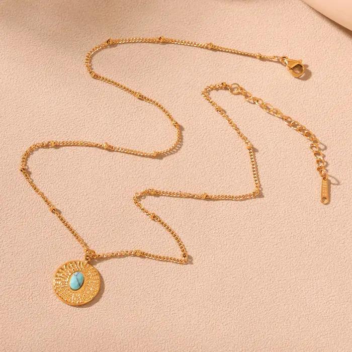 Collier Vintage en acier inoxydable plaqué or 316 de haute qualité pour femmes