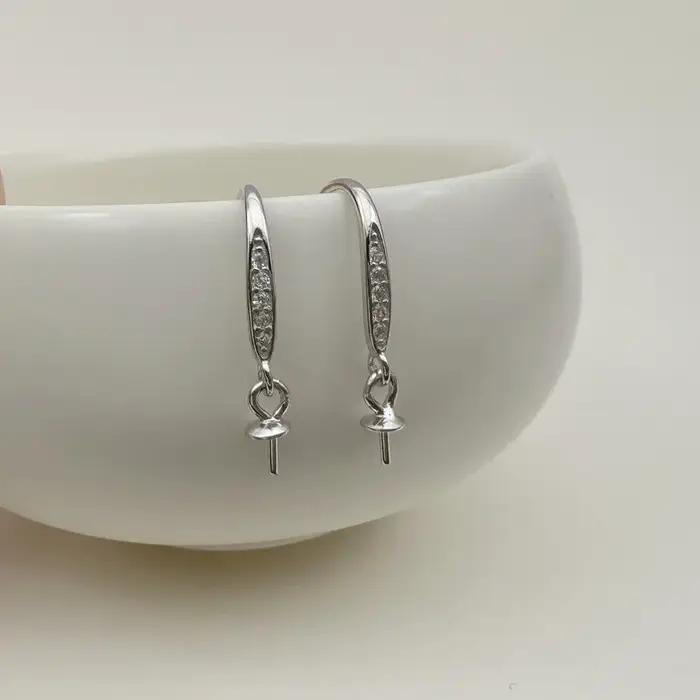 1 paire de crochets de boucles d'oreilles en argent sterling 925 massif avec pendentif pour la fabri
