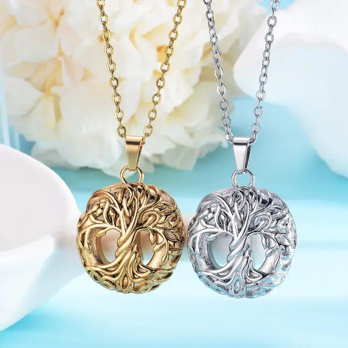 Collier Urne Arbre de Vie en Acier Inoxydable Unisexe avec Kit de Remplissage pour Souvenirs Personnels Occasions Spéciales