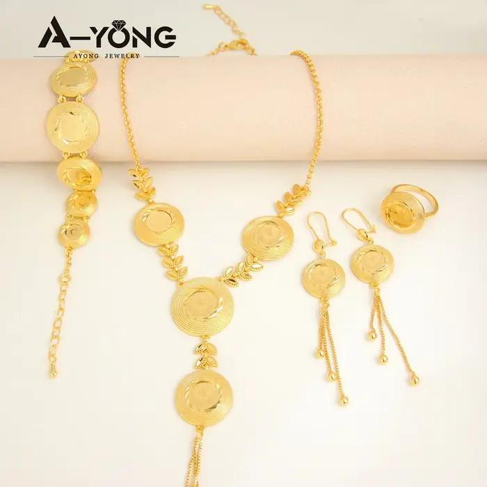 Ensemble de bijoux vintage turcs plaqués or 24 carats pour femmes, bijoux de mariage marocain, cadeaux de fête musulmane pour occasions spéciales