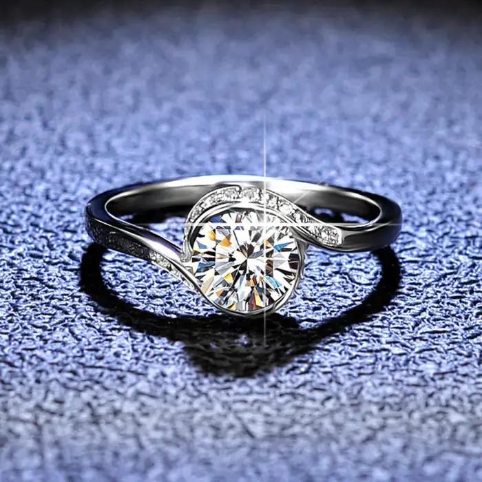 PomerceJelly-Bagues Moissanite en argent regardé 925 pour femmes
