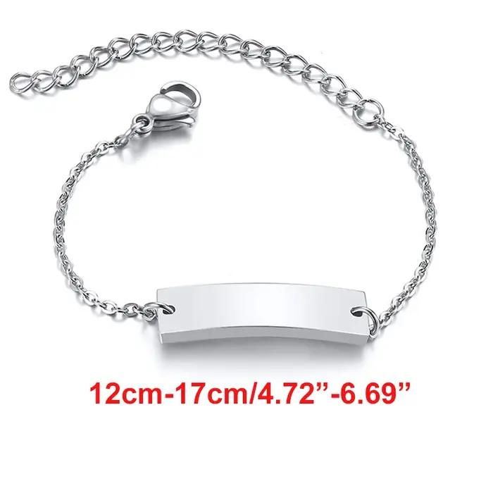 Bracelet Gravé Personnalisé en Acier Inoxydable Pour Filles Occasions Spéciales Prénom ou Date De Naissance