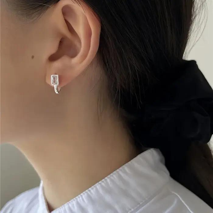 XIYANIKE minimaliste géométrique blanc Zircon boucles d'oreilles pour femmes fille mode coréenne nouveaux bijoux dames