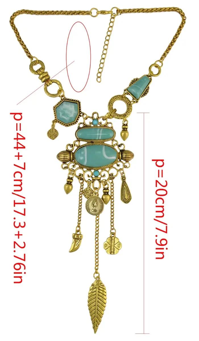 Collier bohème Femme gland Maxi pièce de monnaie cou chaîne turc vert pierre pendentif femmes bavoir
