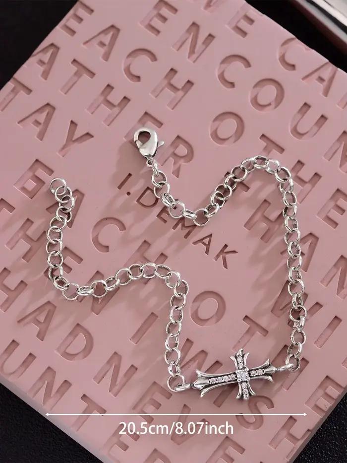 Bracelet croix serti de diamants de style rétro hip-hop pour femmes, personnalisé, tendance, de nich
