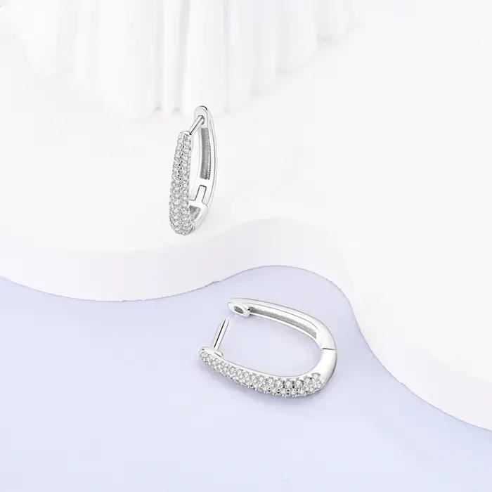MULA boucles d'oreilles 925 en argent Sterling Zircon femme en forme de U cerceau boucle d'oreille ronde Pendientes bijoux fins cadeau de mariage