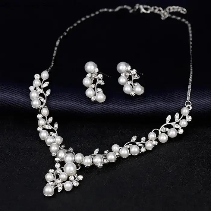 Ensemble de bijoux en perles cristal avec motifs de plante pour femmes occasions spéciales mariage