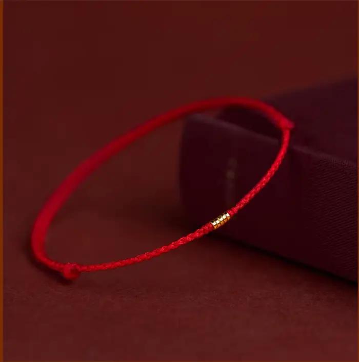 Bracelet tressé à la main en corde rouge avec perle porte-bonheur en cuivre, bracelet anti-fatigue, original et ethnique pour femme, cadeau, mariage, anniversaire, shopping, bureau