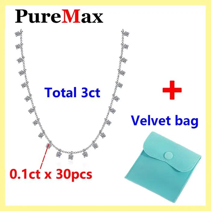 Puremax-Collier Moissanite pour Femme, Argent S925, Diamant Moissanite, Réel Brcorporelle Premium, B