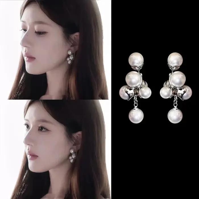 Boucles d'oreilles pendantes en Imitation de perles blanches pour femmes