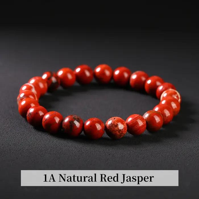 Bracelet en pierre naturelle de jaspe rouge pour femmes et hommes, en perles, extensible, fait à la