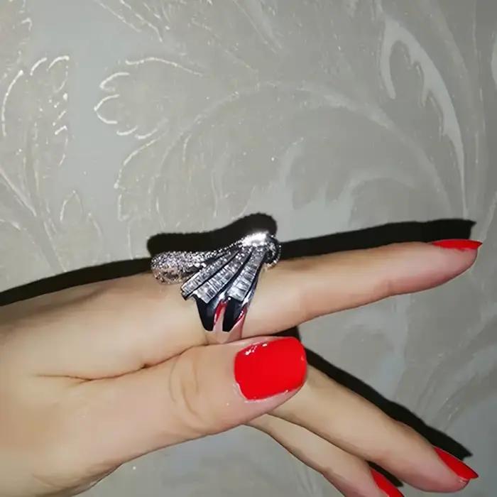 Bague vintage en or blanc 14 carats avec diamant de laboratoire