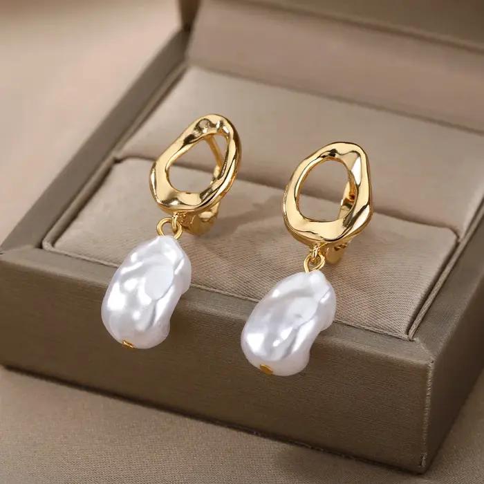 Boucles d'oreilles en acier inoxydable plaqué or pour femmes élégantes et résistantes occasions spéciales femmes occasions spéciales