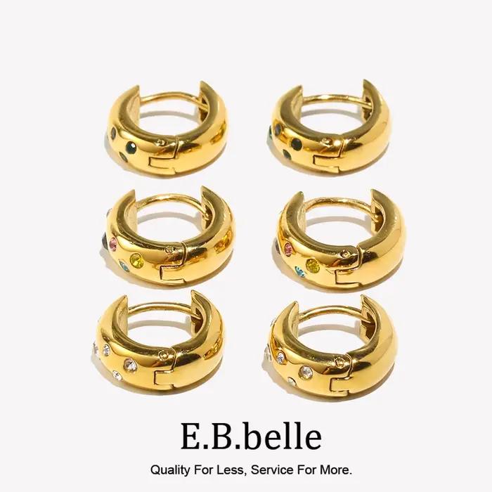 E.B.belle-Boucles d'Oreilles Colorées en Acier Inoxydable pour Femme