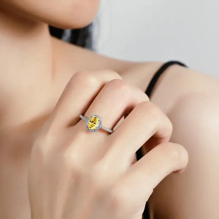 Bague de luxe en or blanc véritable pour femme