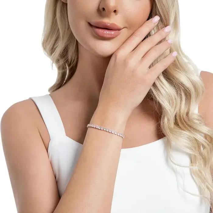 Bracelets de tennis pour femme plaqués or 18 carats avec zircone cubique réglables pour occasions spéciales et quotidien