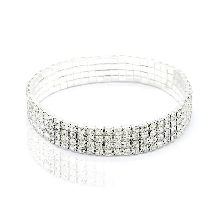 Bracelet de cheville de Tennis en strass pour femmes, chaîne élastique multicouche en cristal sur la jambe, bijoux de plage d'été
