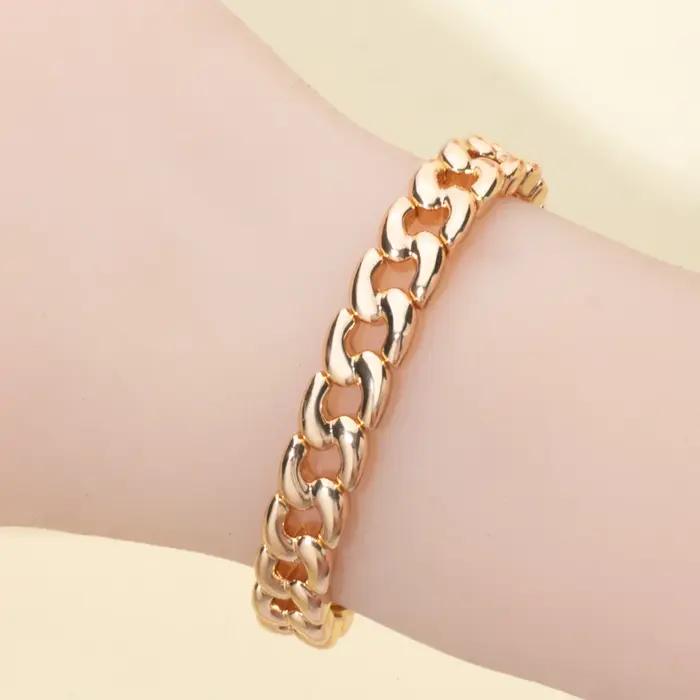 Bracelet de chaîne à maillons de couleur or pour femmes