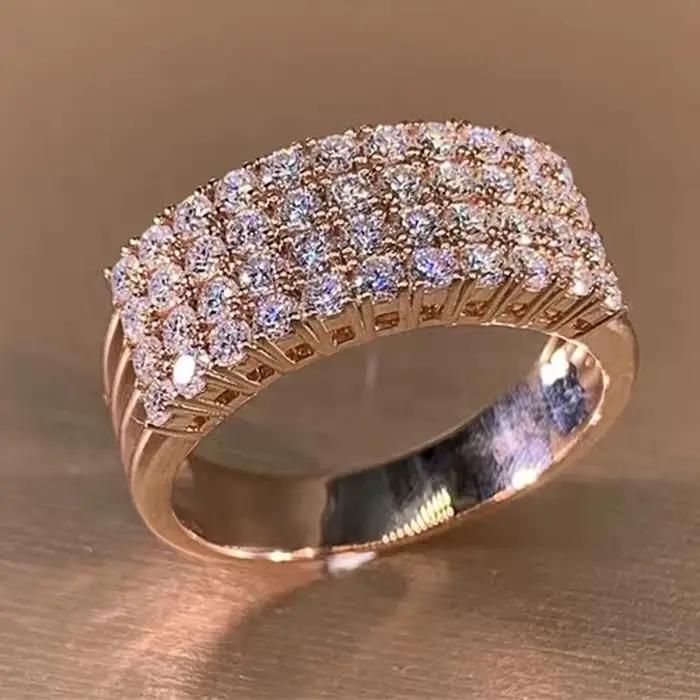 Huitan – magnifique bague couleur or Rose pour femme, bijoux de fête de fiançailles, de luxe, access