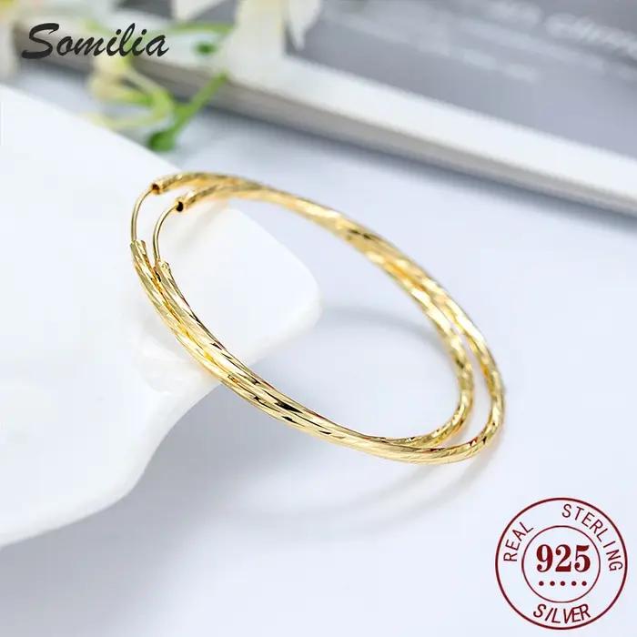 Boucles d'oreilles créoles en argent sterling classiques pour femmes et hommes occasions spéciales mariage fête cadeau
