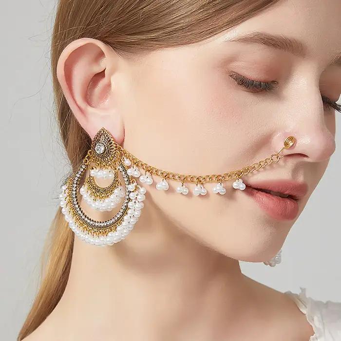 Boucles d'oreilles pendantes à franges fluides, style bohème, ethniques d'Asie du Sud-Est, tendance, avec pampilles, design sensationnel