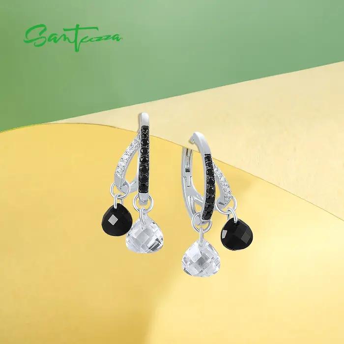 Boucles d'Oreilles en Argent Sterling 925 SANTUZZA Style Mode pour Femmes Occasions Spéciales Plantes Zirconium