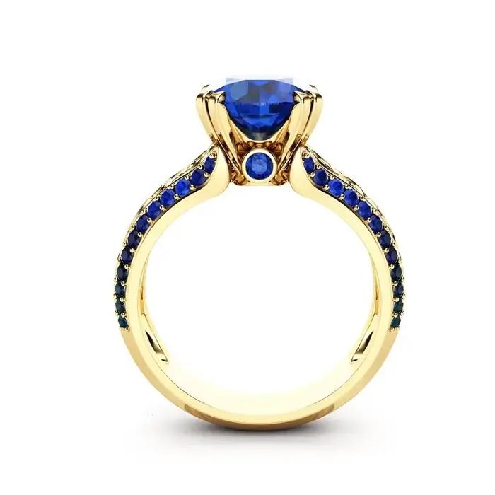 Bague fleur saphir bleu 14K or doigt diamant Bizuteria péridot Anillos De pierres précieuses rubis 1 carats anneaux Cirle délicats pour les femmes