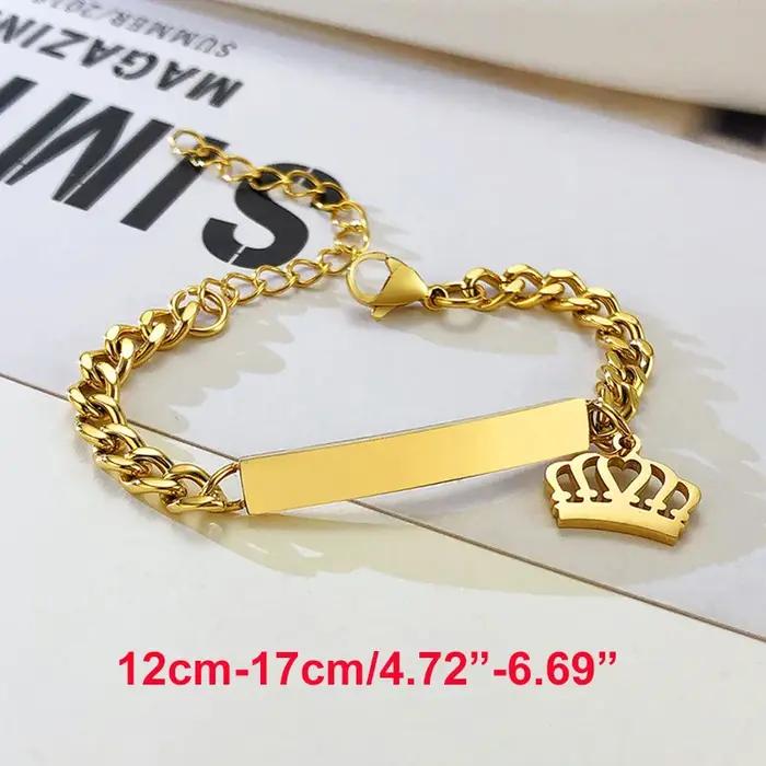 Bracelet personnalisé avec nom mignon, longueur de chaîne en acier inoxydable antiallergique réglabl